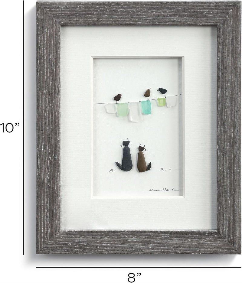 DEMDACO Sharon Nowlan Whiskers On Kittens Classic White 10 x 8 Glass Pebble and Wood Framed Wall Art - Image 5